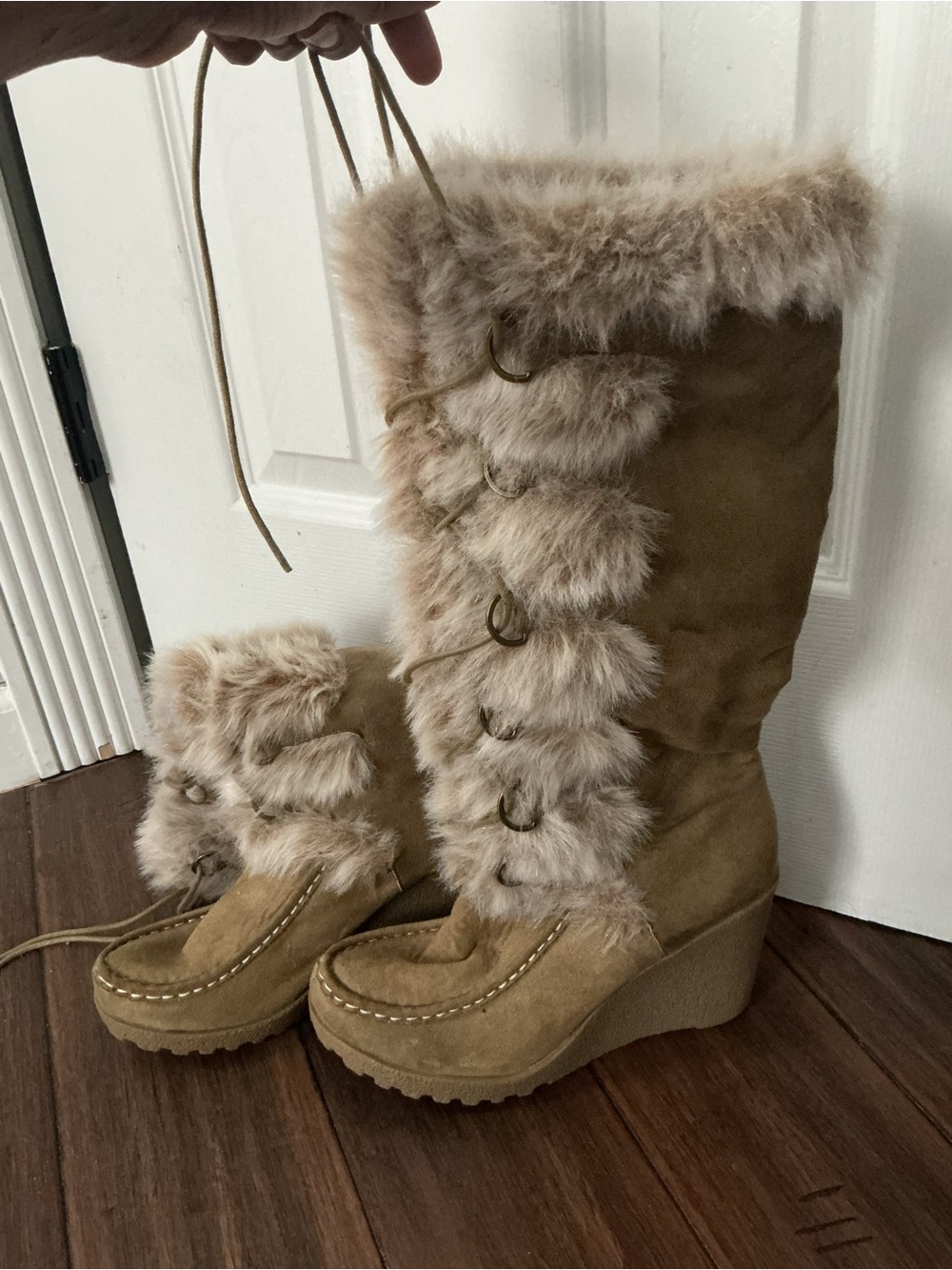 Union Bay Tan Faux-Fur Wedge Winter Boots - Women